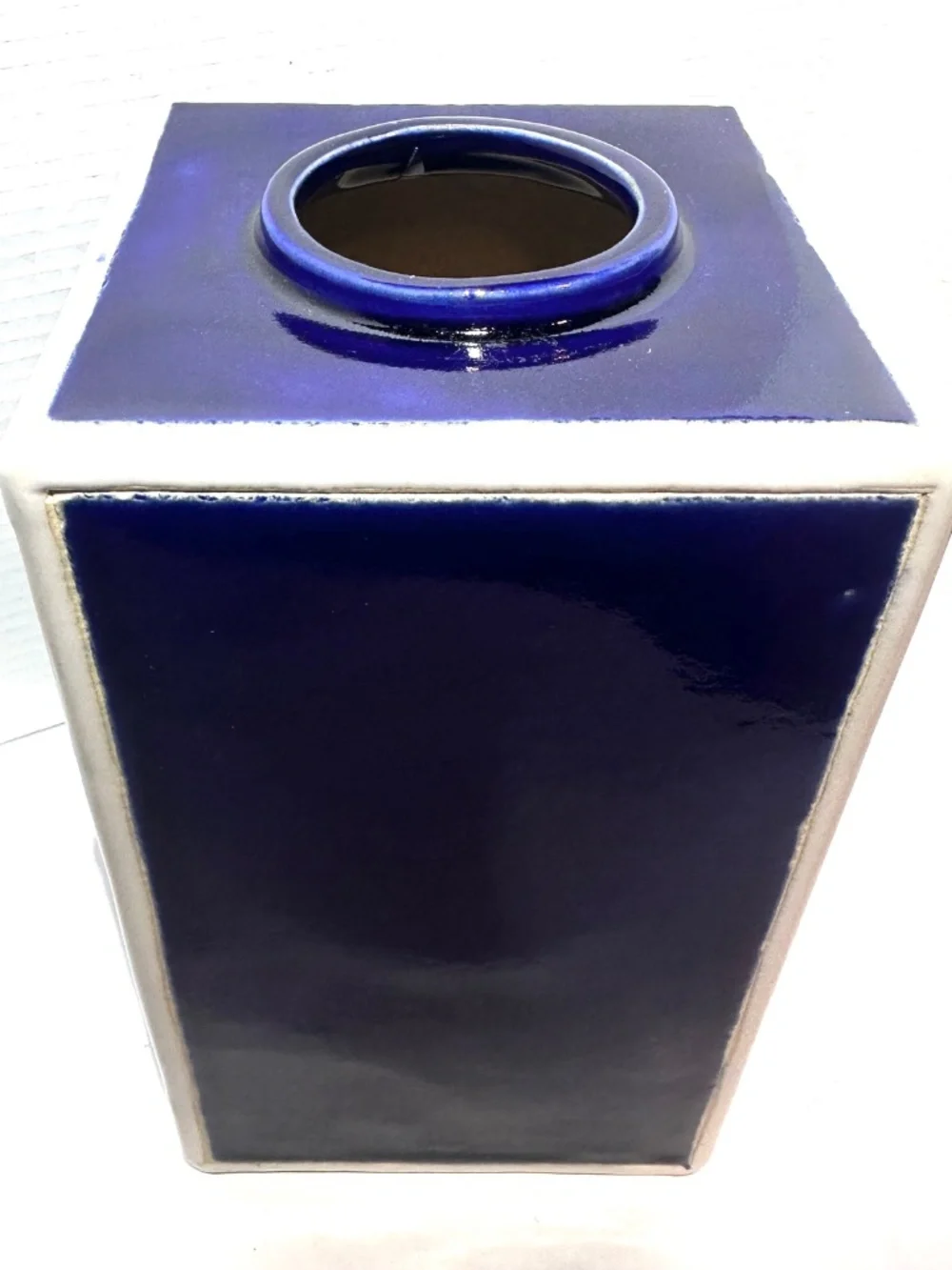 Jonathan Adler Haply Chic Cobalt Blue Ceramic Canister Vase Lid Vintage MCM Pop